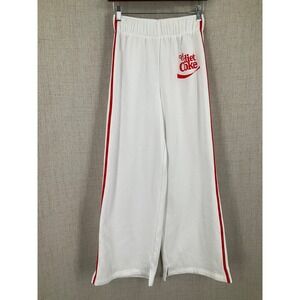 Diet Coke Sweatpants Womens XS White‎ Cotton Blend Wide Leg Red Stripe Logo